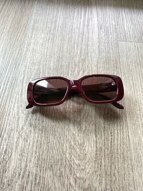 quay australia karma red wine sleek rectangle y2k retro sunglasses eyewear NEW